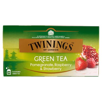 TWININGS gránátalma, málna és eper ízű zöld tea 25 filter 37,5 g