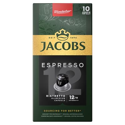 JACOBS Espresso Ristretto őrölt-pörkölt kávé kapszulában 10 db 52 g