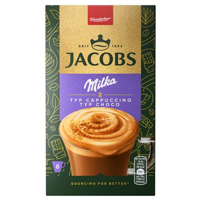 JACOBS Milka azonnal oldódó kávé- és kakaóitalpor 8 x 18,5 g (126,4 g)
