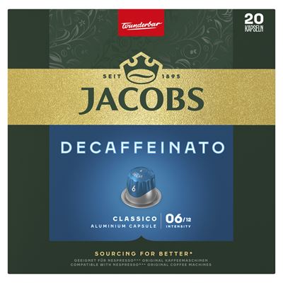 JACOBS Decaffeinato Classico koffeinmentes őrölt-pörkölt kávé kapszulában 20 db 104 g
