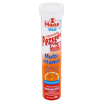 Haas Vital Multivitamin narancsízű étrend-kiegészítő pezsgőtabletta 80 g