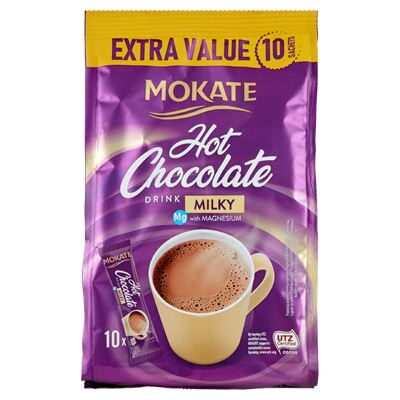 MOKATE tejes ízű instant forró csokoládé ital magnézium hozzáadásával 10 x 18 g (180 g)