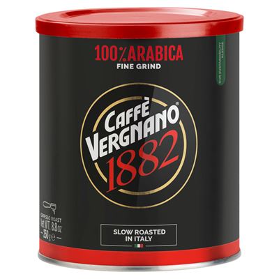 Vergnano 100% Arabica Espresso őrölt kávé, 250 g fémdobozban