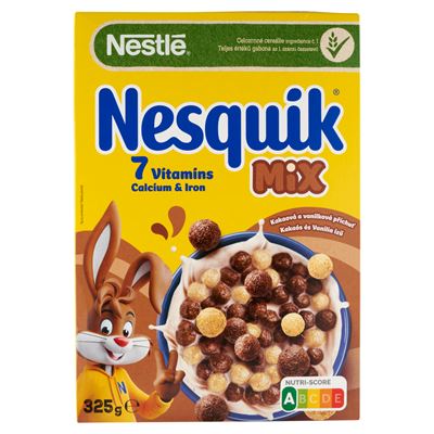 Nesquik Nestlé Nesquik Mix kakaós és vaníliaízű, ropogós gabonapehely vitaminokkal, ásványi anyagokkal 325 g