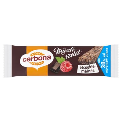 Cerbona Étcsokoládés Málnás Müzliszelet Kakaós Bevonó Talppal Cukorral És Édesítőszerrel 20 x 20 g