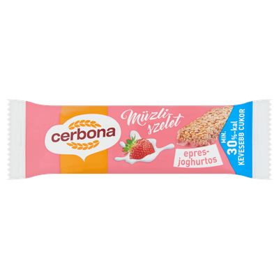 Cerbona Epres Joghurtos Müzliszelet Epres Bevonó Talppal Cukorral És Édesítőszerrel 20 x 20 g