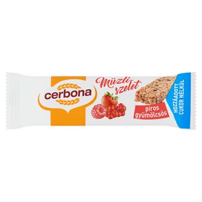 Cerbona Piros Gyümölcsös Müzliszelet Cukor Hozzáadása Nélkül, Édesítőszerrel 320 x 20 g