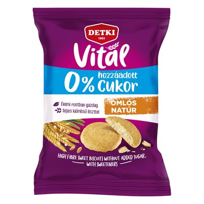 Detki Vital Édes Omlós Natúr Keksz Hozzáadott Cukor Nélkül, Édesítőszerekkel 180 g