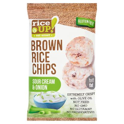 riceUP! Eat Smart teljes kiőrlésű barna rizs chips hagymás-tejfölös ízesítéssel 60 g