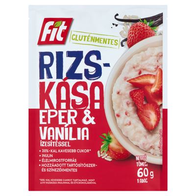 Fit Reggeli Fit gluténmentes rizskása eper & vanília ízesítéssel 60 g