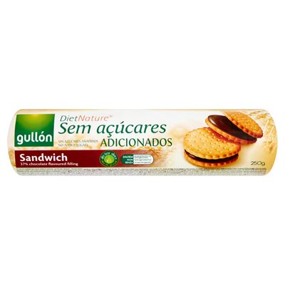 Gullón Zero csokoládé ízű krémmel töltött keksz, édesítőszerrel, hozzáadott cukor nélkül 250 g