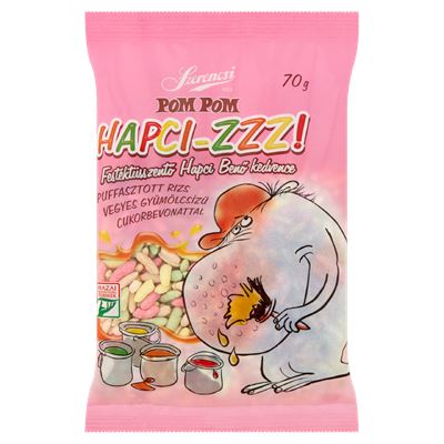 Szerencsi Pom Pom Hapci- Zzz! Puffasztott Rizs Vegyes Gyümölcsízű Cukorbevonattal 70 g
