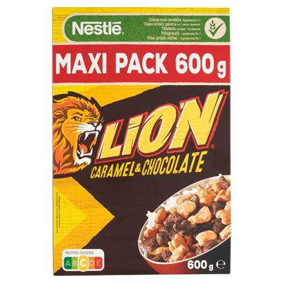 LION Nestlé Lion karamellás és csokoládés ropogós gabonapehely vitaminokkal és ásványi anyagokkal 600 g