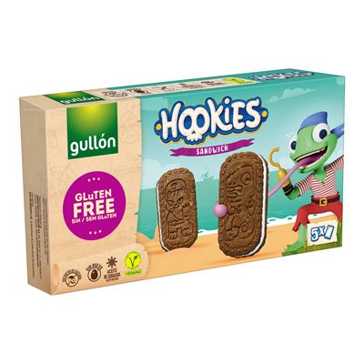 Gullón Hookies gluténmentes kakaós szendvicskeksz krém töltelékkel 5 x 46 g (230 g)
