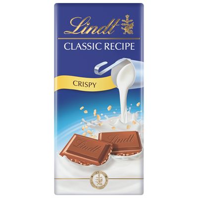 Lindt Classic Recipe tejcsokoládé ropogós rizspehellyel 100 g