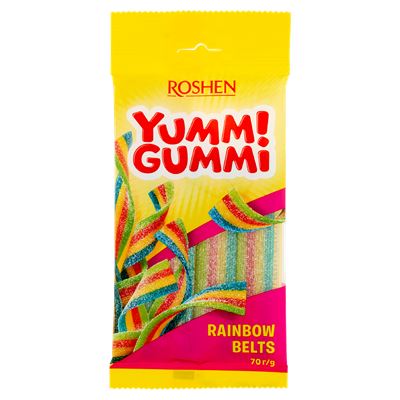 ROSHEN Yummi Gummi Sour Belts gyümölcs ízű gumicukorkák 70 g