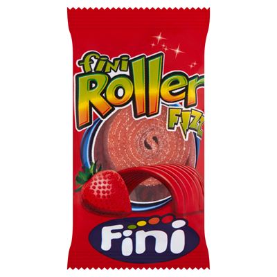 fini Roller Fizz eper ízű gumicukorszalag savanyú cukorporral panírozva 20 g