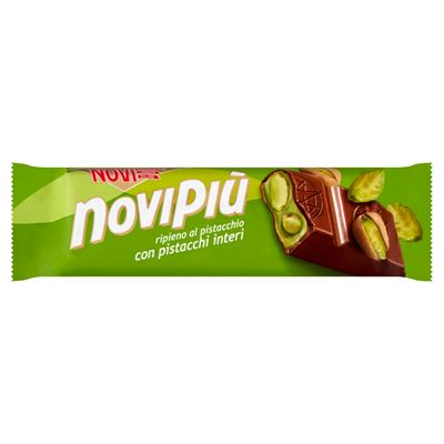 Novi NOVIPIU tejcsokoládé szelet pisztáciás töltelékkel és egész pisztáciával 35g
