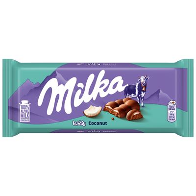 Milka Kókuszos Ízesítésű Tejcsokoládé Levegőbuborékos 97 g