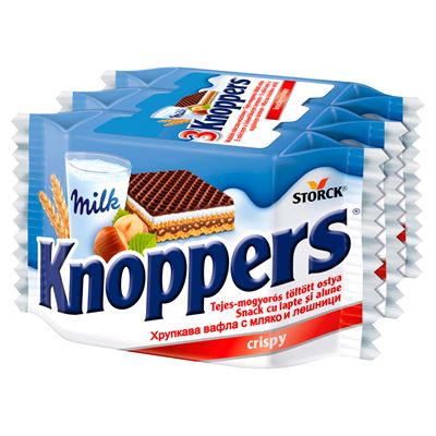 Knoppers töltött ostya kakaós tejbevonóval félig mártva 3 x 25 g x 24