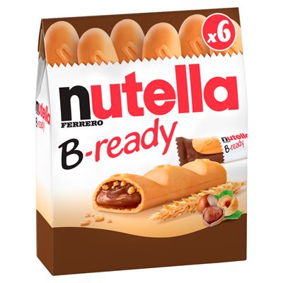 nutella B-Ready ropogós ostya kakaós mogyorókrémmel és búzakészítménnyel töltve 6 x 22 g (132 g)
