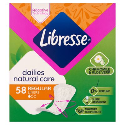 Libresse Dailies Natural Care Regular tisztasági betét aloe vera és kamilla kivonattal 58 db