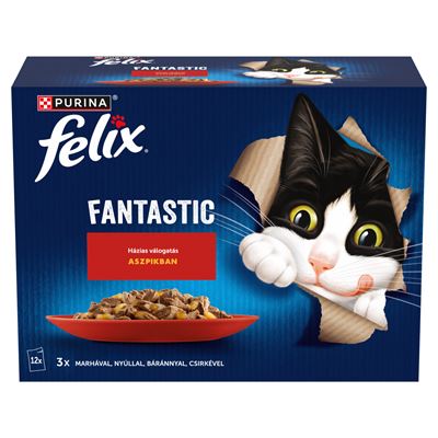 felix Purina Fantastic házias válogatás aszpikban nedves macskaeledel 12 x 85 g (1,02 kg)