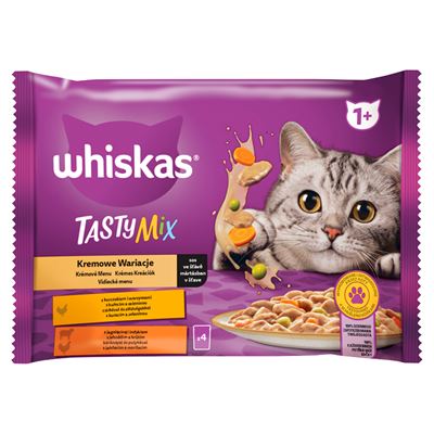 whiskas 1+ Tasty Mix teljes értékű nedves eledel felnőtt macskáknak 4 x 85 g (340 g)
