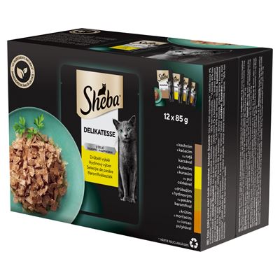 Sheba Delikatesse Baromfiválaszték teljes értékű nedves eledel felnőtt macskáknak 12x85 g (1,02 kg)
