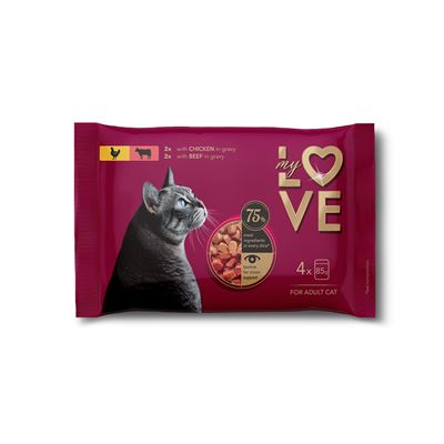my LOVE Felnőtt Macska Alutasak Csomag – Csirke, Marha (4×85 g)