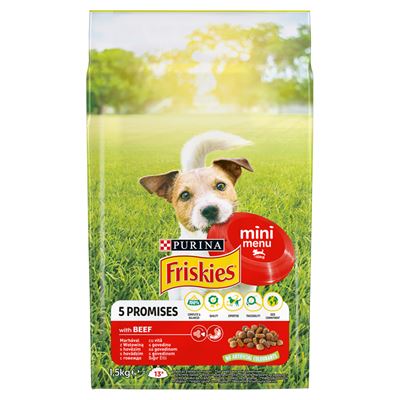 Friskies Purina Mini Menu marhával és zöldségekkel száraz kutyaeledel 1,5 kg