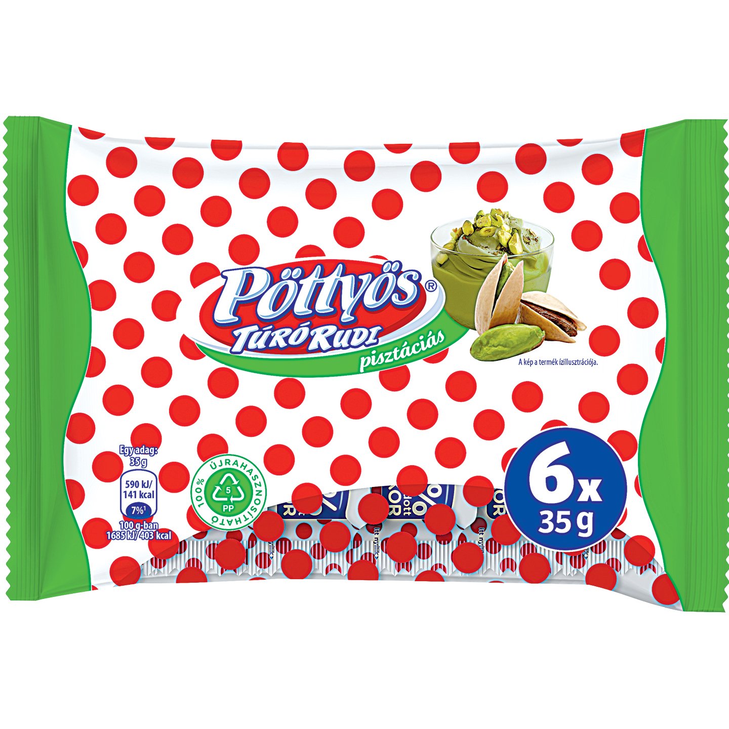 Pöttyös Óriás Túró Rudi Multipack Pisztáciás