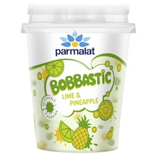 Parmalat Bobbastic tejalapú készítmény lime-os-ananászos töltelékkel töltött zselégolyókkal 300 g