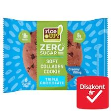 RiceUp! Zero kollagénes fehérje keksz tripla csokoládé ízű töltelékkel, hozzáadott cukor nélkül 60 g