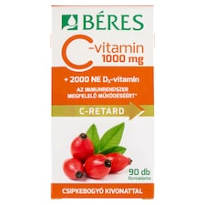 Béres C-Retard C-vitamin 1000 mg+2000 NE D₃-vitamin filmtabletta csipkebogyó kivonattal 90 x 1,425 g