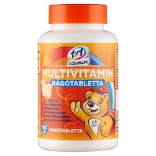 1x1 Vitamin multivitamin narancs ízű étrend-kiegészítő rágótabletta 90 x 800 mg (72 g)