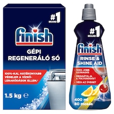Finish gépi regeneráló só 1,5 kg + Finish Shine and Protect gépi öblítőszer 400 ml