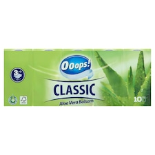 Ooops! Classic Aloe Vera Balsam papír zsebkendő 3 rétegű 10 x 10 db