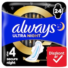 Always Ultra Secure Night Egészségügyi Betét (4-es Méret) Szárnyas Betét x 24]