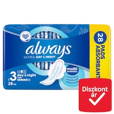 Always Ultra Day & Night (S3) Szárnyas Egészségügyi Betét, 28 Db