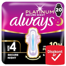 Always Platinum Egészségügyi Betét Secure Night (4-es méret), 20 db Betét