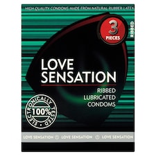 Love Sensation extra adag síkosítóval ellátott, bordázott óvszer 3 db