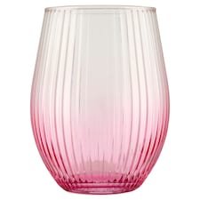 Rózsaszín bordázott üvegpohár 620 ml