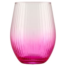 Rózsaszín bordázott üvegpohár 620 ml