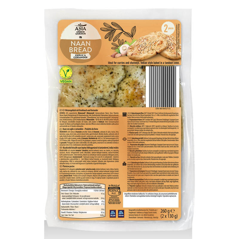 Naan-kenyér, fokhagymás-korianderes, 260 g
