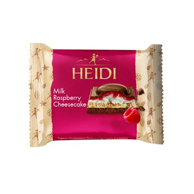 HEIDI Tejcsokoládé Krémsajtos és Málnás Töltelékkel, Keksszel 55 g