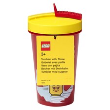 LEGO Iconic Girl Red pohár szívószállal 500 ml