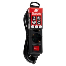 Sky Electric KF-03CK-3M F hármas kapcsolós védőérintkezős fekete színű háztartási elosztó 3 m