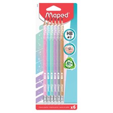 Maped Black'Peps Glitter Deco HB, háromszögletű grafitceruza radírral vegyes pasztell színek