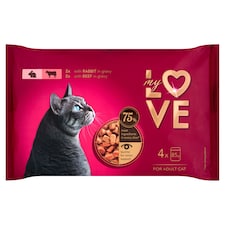 My Love teljes értékű szaftos eledel felnőtt macskák számára, nyúl és marha szószban 4 x 85 g